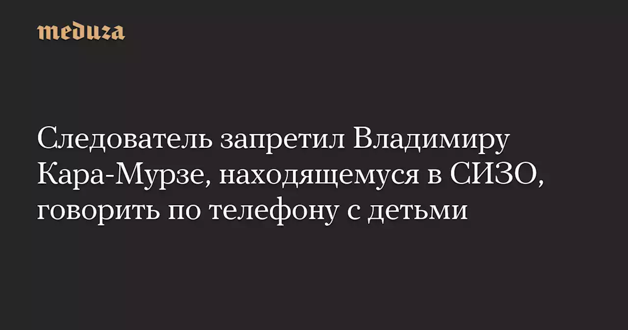 Следователь запретил Владимиру Кара-Мурзе, находящемуся в СИЗО, говорить по телефону с детьми — Meduza