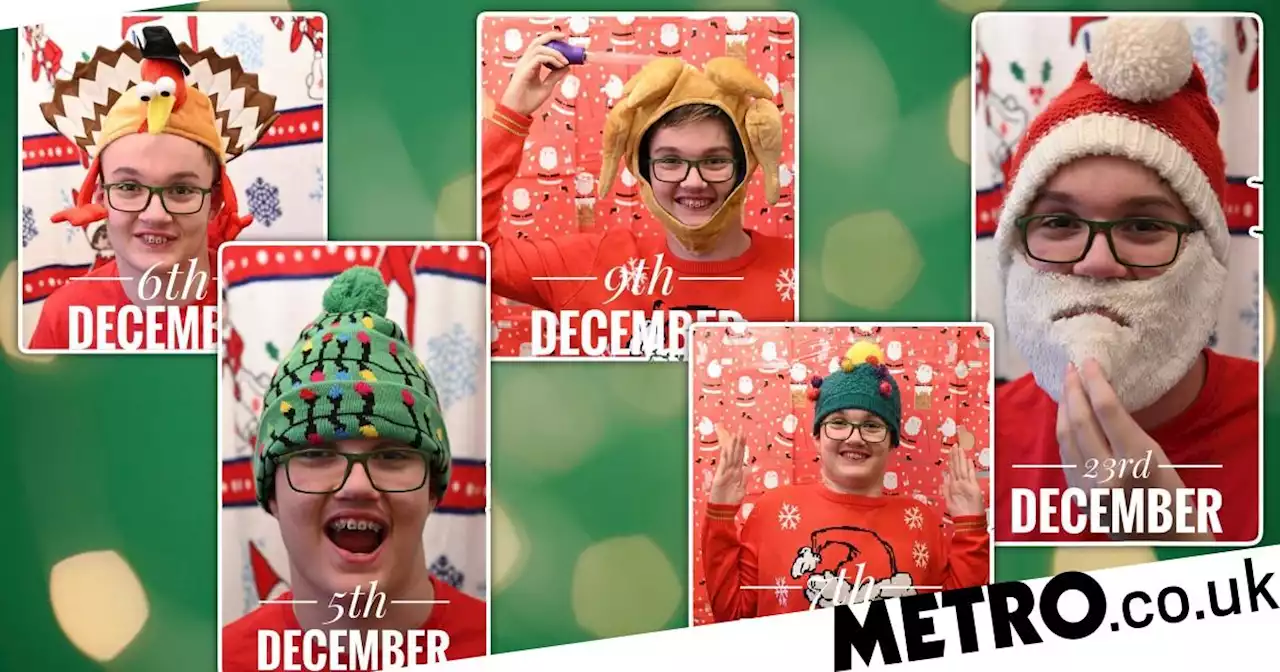 Boy wears different Christmas hats every day of December for a touching reason