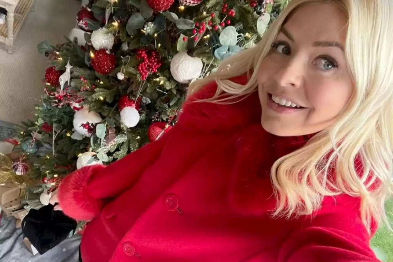 Holly Willoughby reveals her very chic Christmas tree as she poses in red coat