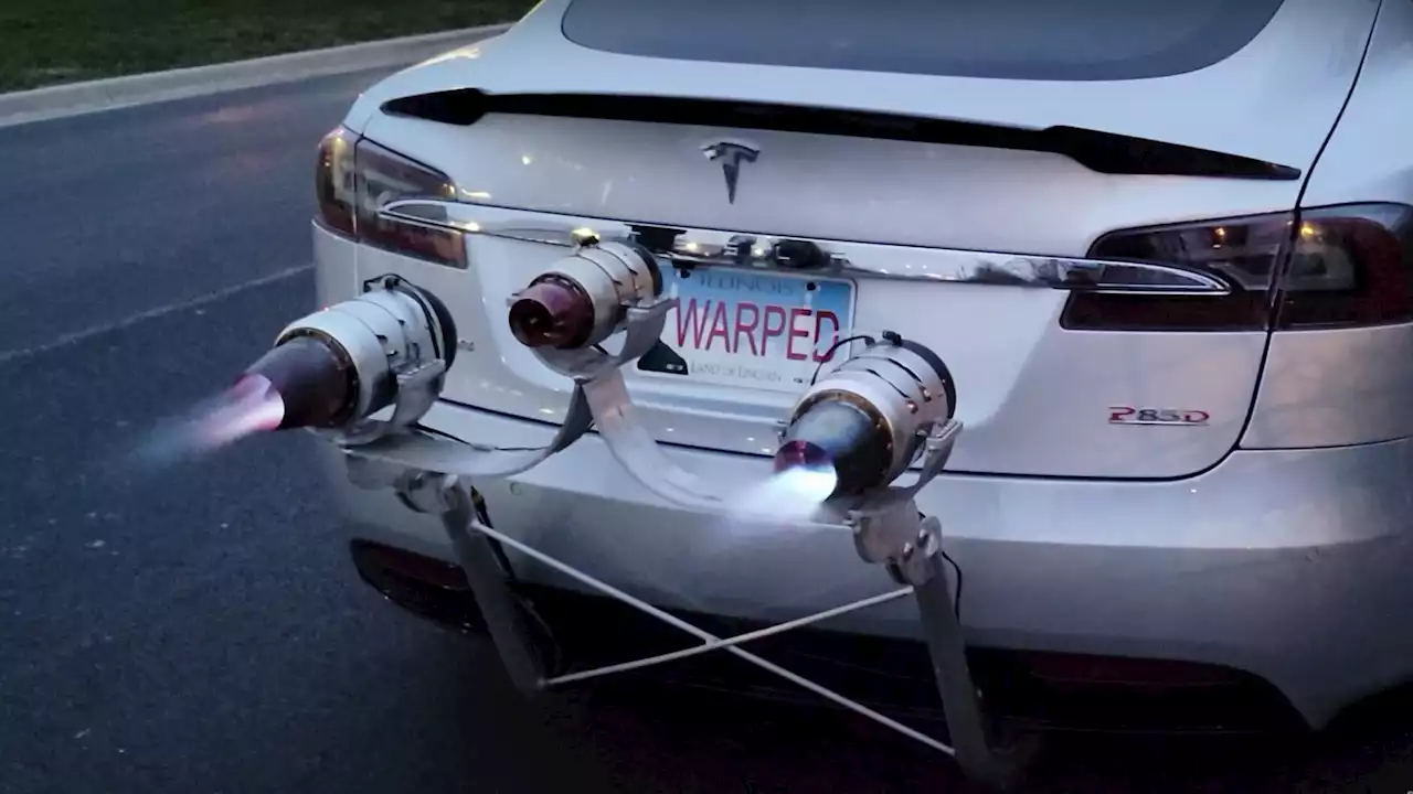 Watch a YouTuber Boost His Tesla Model S With Three Jet Engines