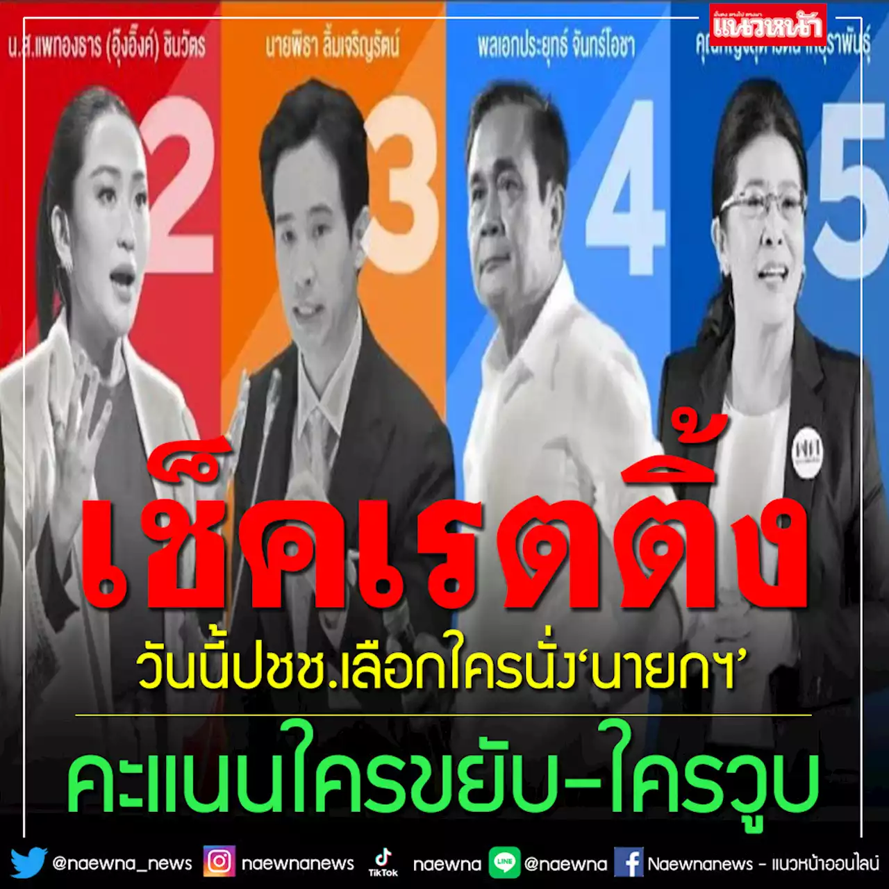 เช็คเรตติ้ง!กาง‘อันดับ’วันนี้ ปชช.เลือก‘พรรค’ไหน-เชียร์ใครนั่ง‘นายกฯ’