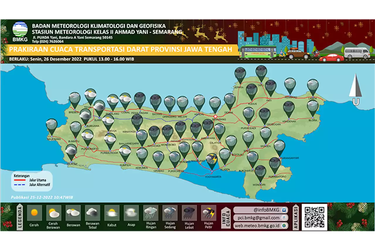 BMKG sajikan info prakiraan cuaca jalur darat di Jateng