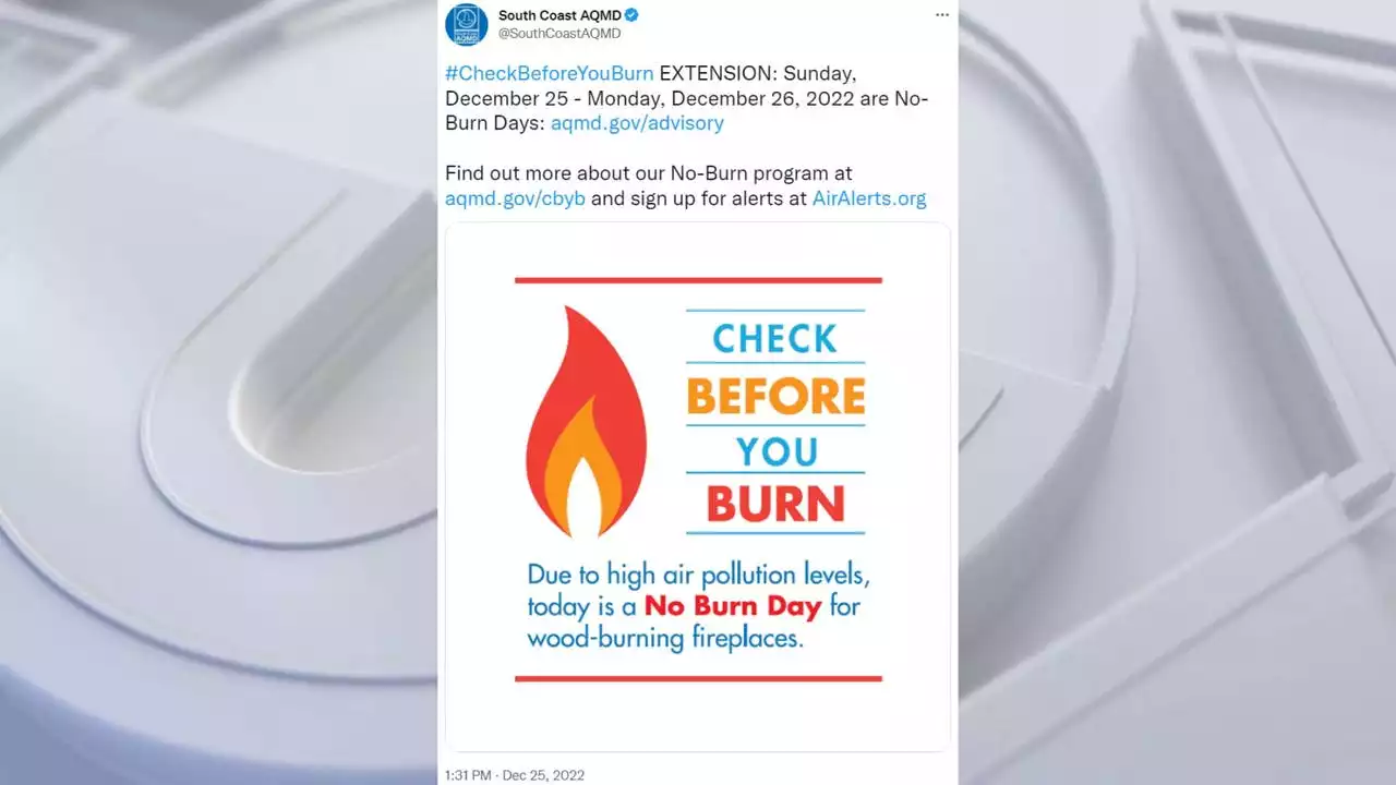 No-burn order extended through Dec. 26 in SoCal