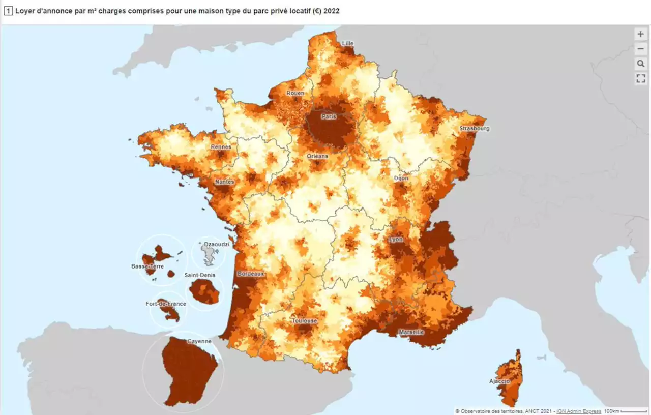 Le ministère du Logement publie sa carte des loyers en France