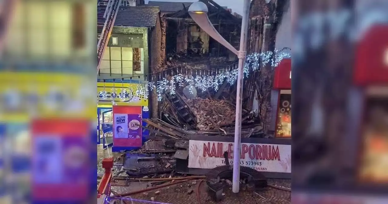 High street beauty salon collapses as devastating fire tears through property