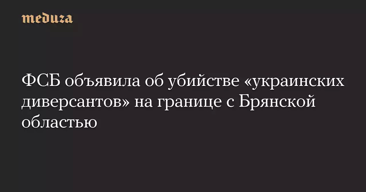 ФСБ объявила об убийстве «украинских диверсантов» на границе с Брянской областью — Meduza