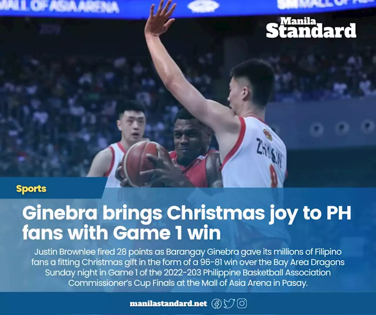 Ginebra brings Christmas joy to PH fans with Game 1 win