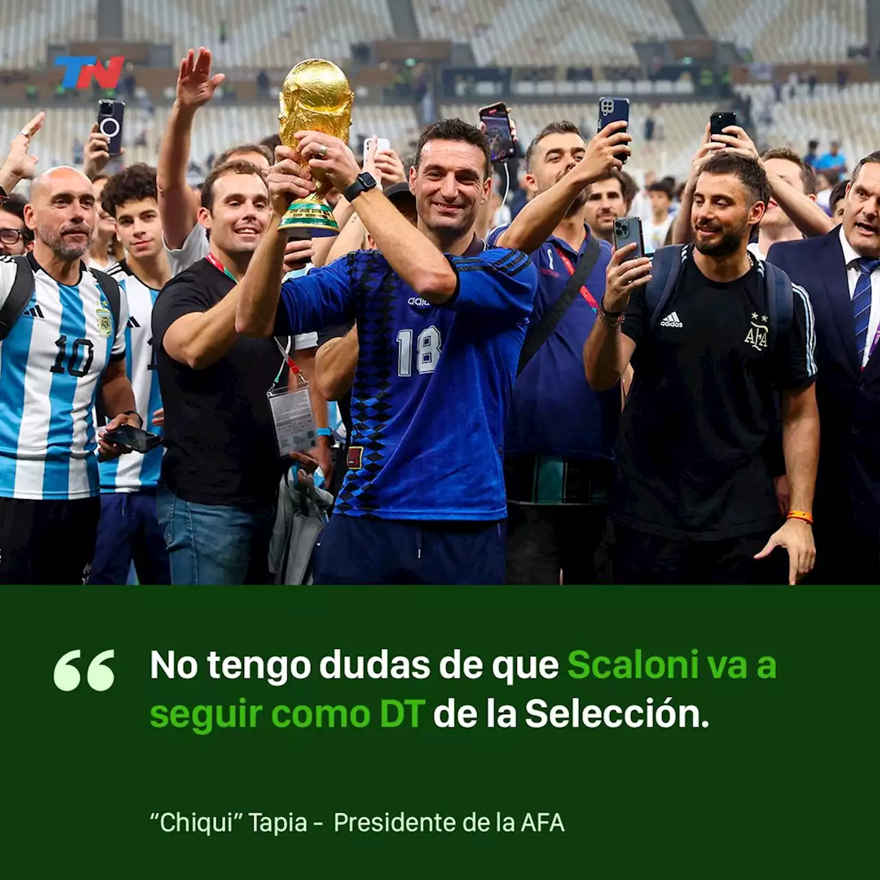 El presidente de la AFA, “Chiqui” Tapia: “No tengo dudas de que Scaloni va a seguir como DT de la Selección”