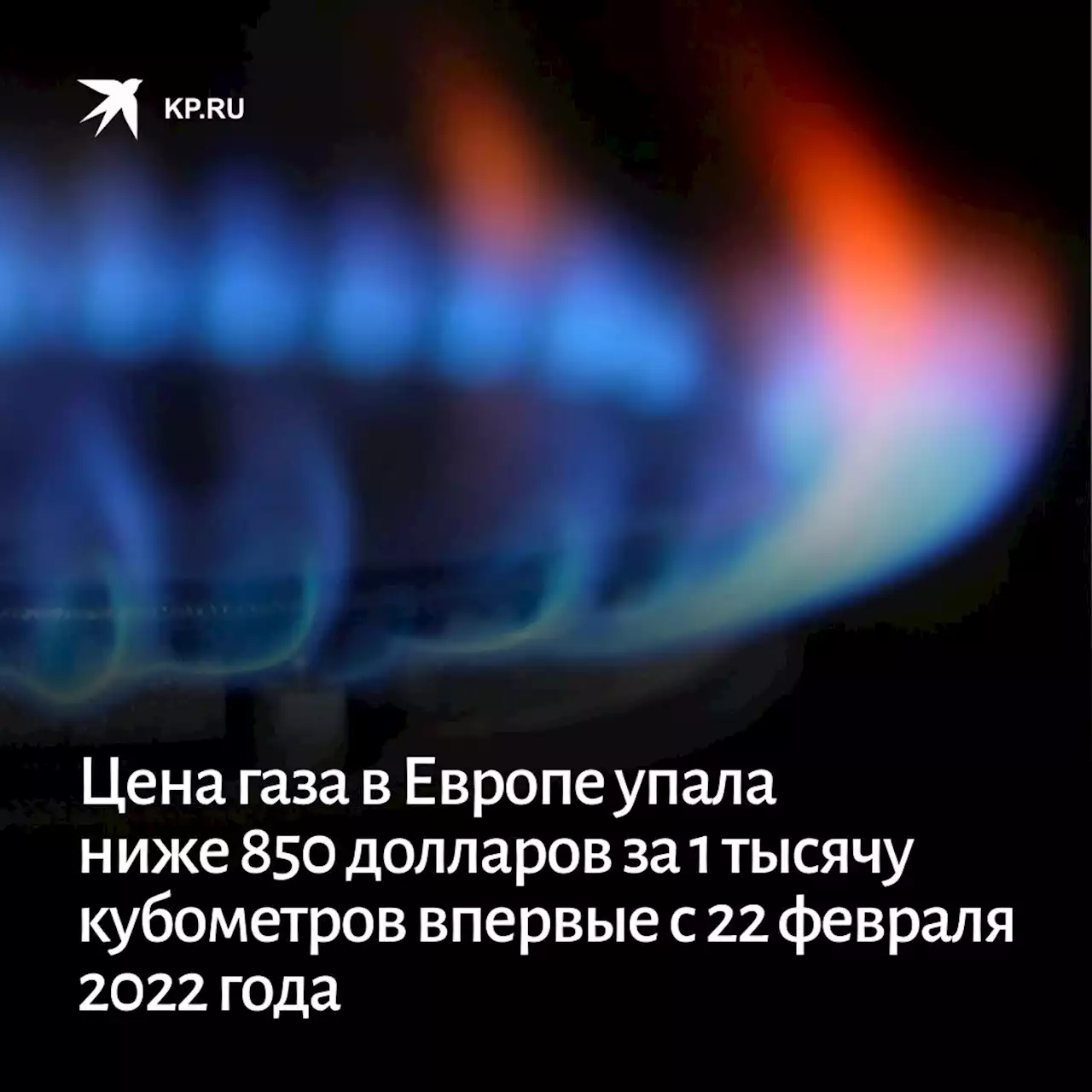 Цена газа в Европе упала ниже 850 долларов за 1 тысячу кубометров впервые с 22 февраля 2022 года