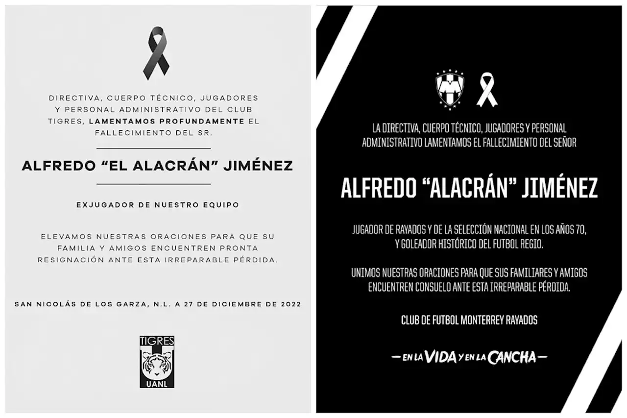 Muere Alfredo 'Alacrán' Jiménez; Tigres y Monterrey dan su último adiós