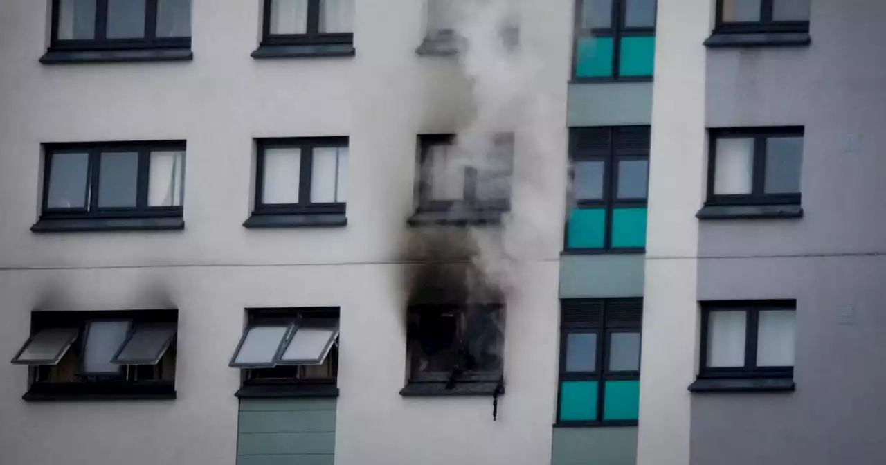 Terrifying wake up call at tower block as fire rips through flat