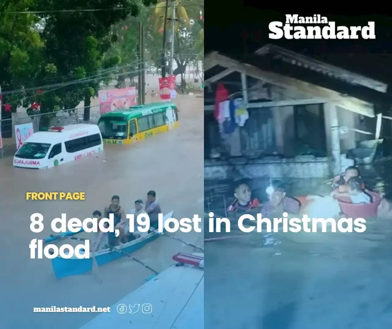 8 dead, 19 lost in Christmas flood