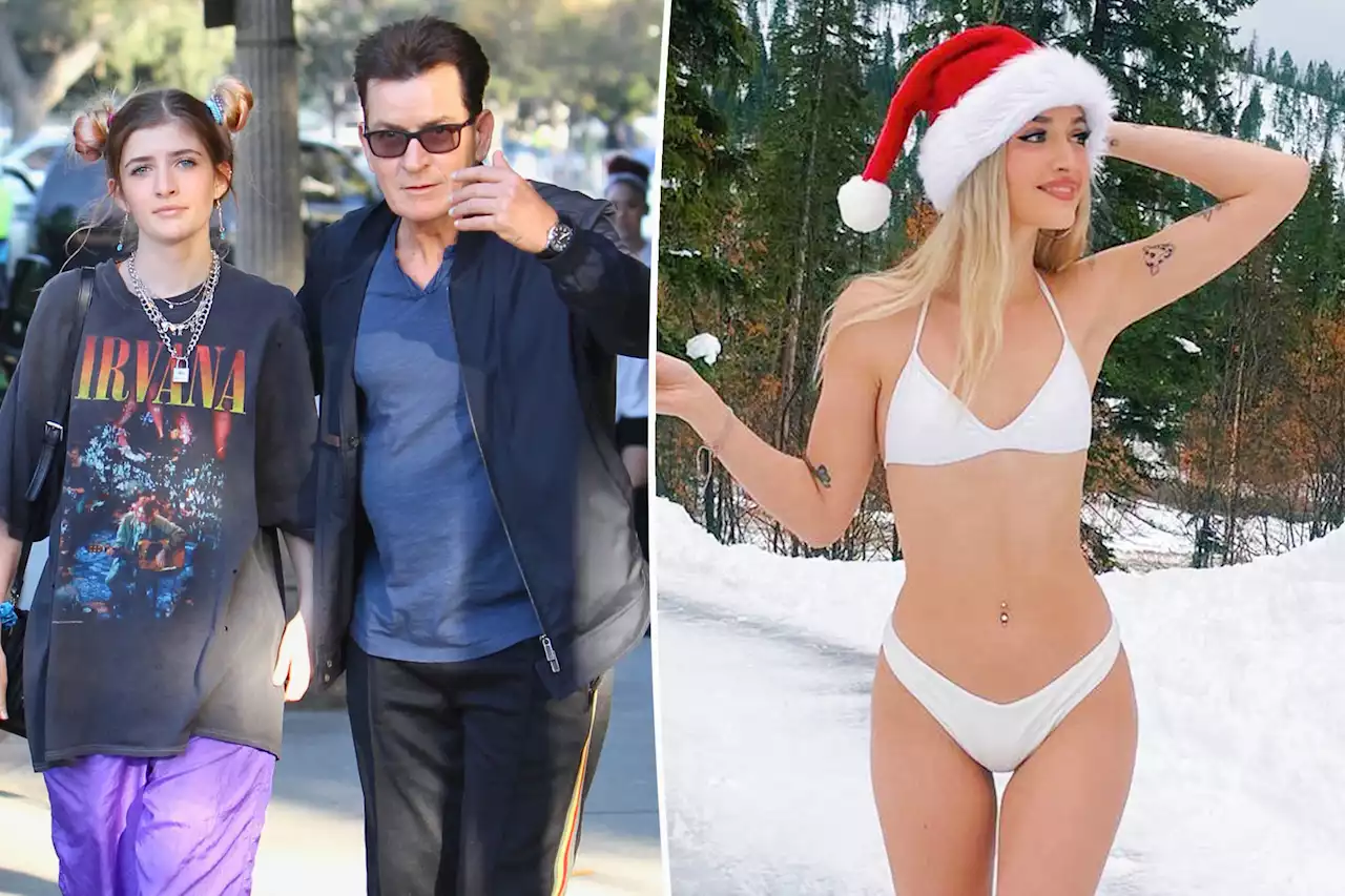 Denise Richards, Charlie Sheen’s daughter Sami, 18, pairs bikini with Santa hat