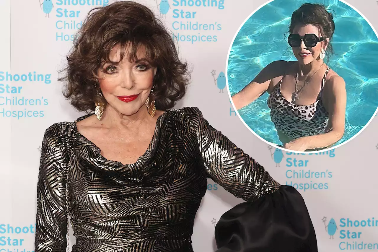 Joan Collins, 89, rocks leopard-print swimsuit in Christmas snaps