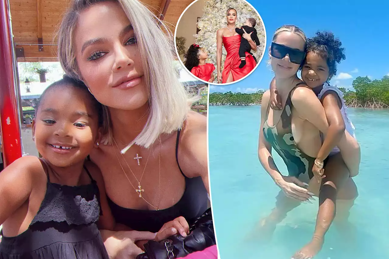 Khloé Kardashian poses for rare pics with son, daughter True on Christmas Eve