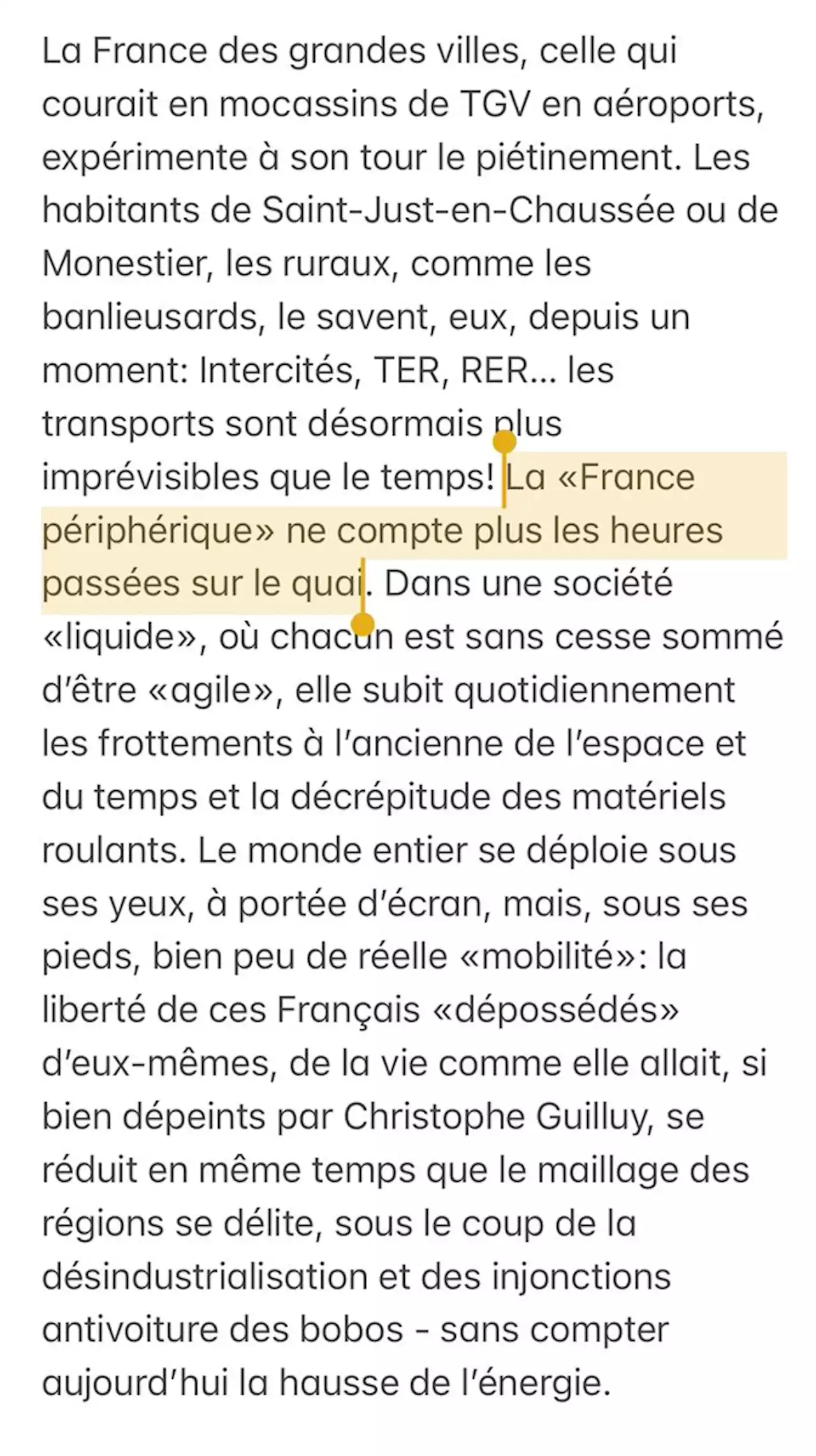 «Transports: la “France périphérique” sur le quai»