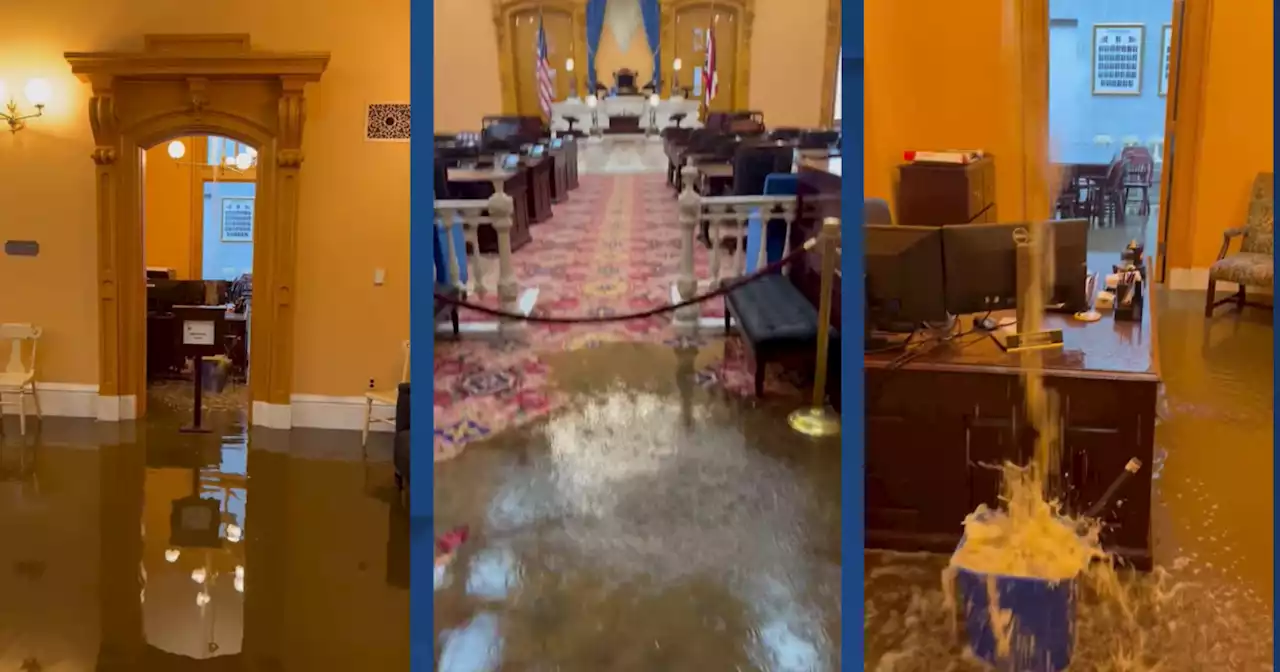 Water pours into Ohio Senate after Statehouse pipe burst