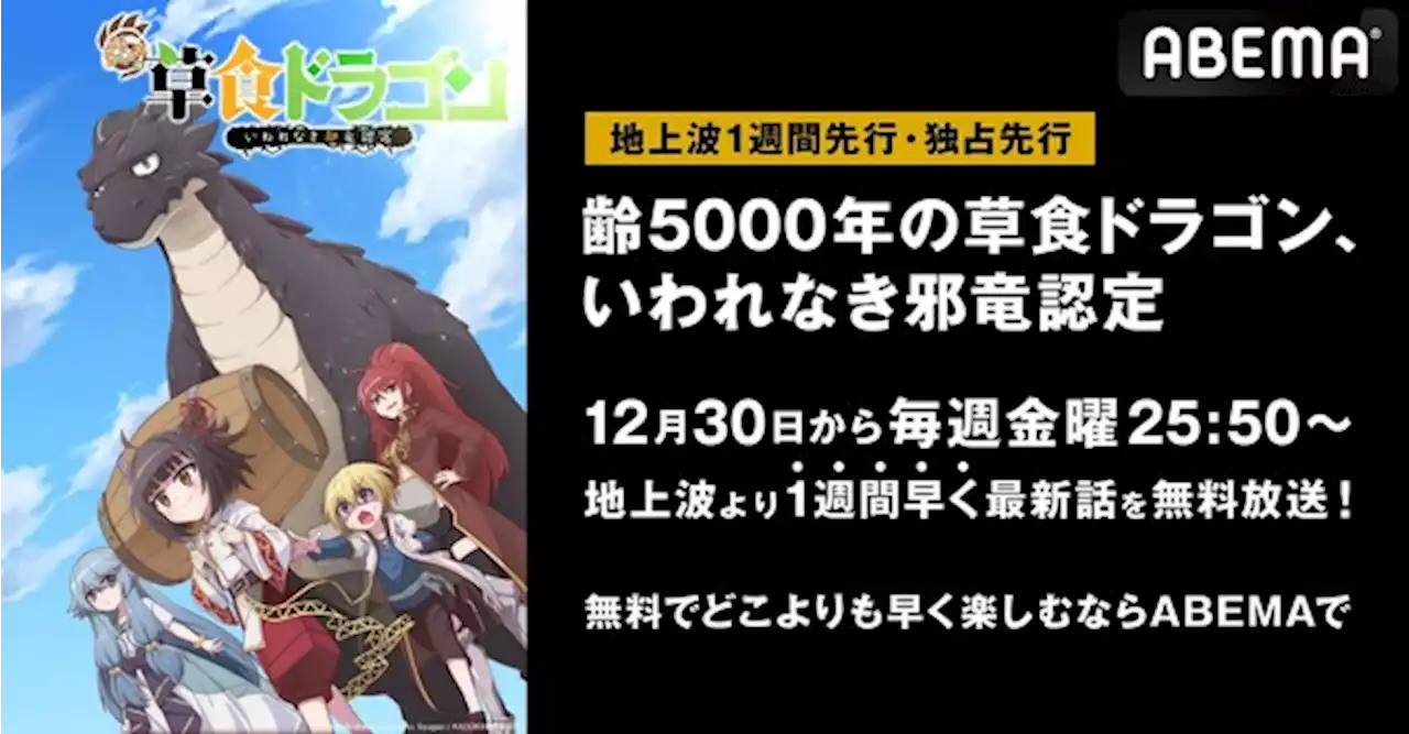 アニメ『齢5000年の草食ドラゴン、いわれなき邪竜認定』、ABEMAにて地上波1週間先行放送が決定！ | アニメ！アニメ！