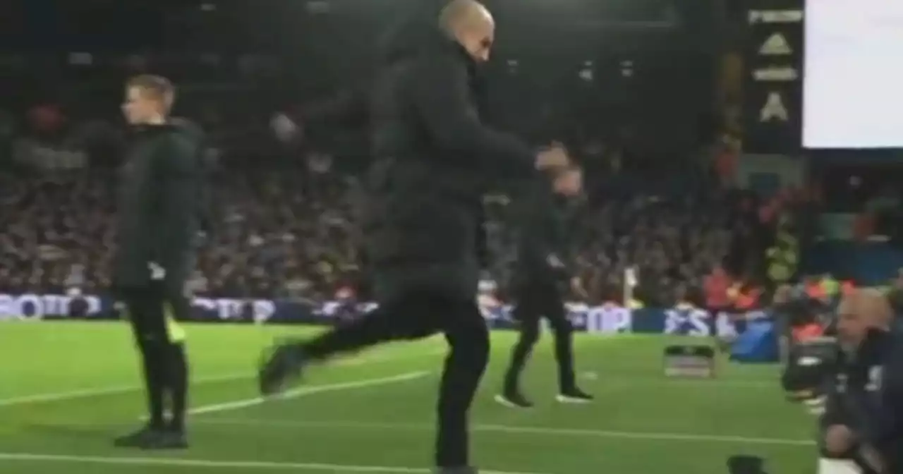 Video: Guardiola pateó una botella y golpeó a una persona por accidente