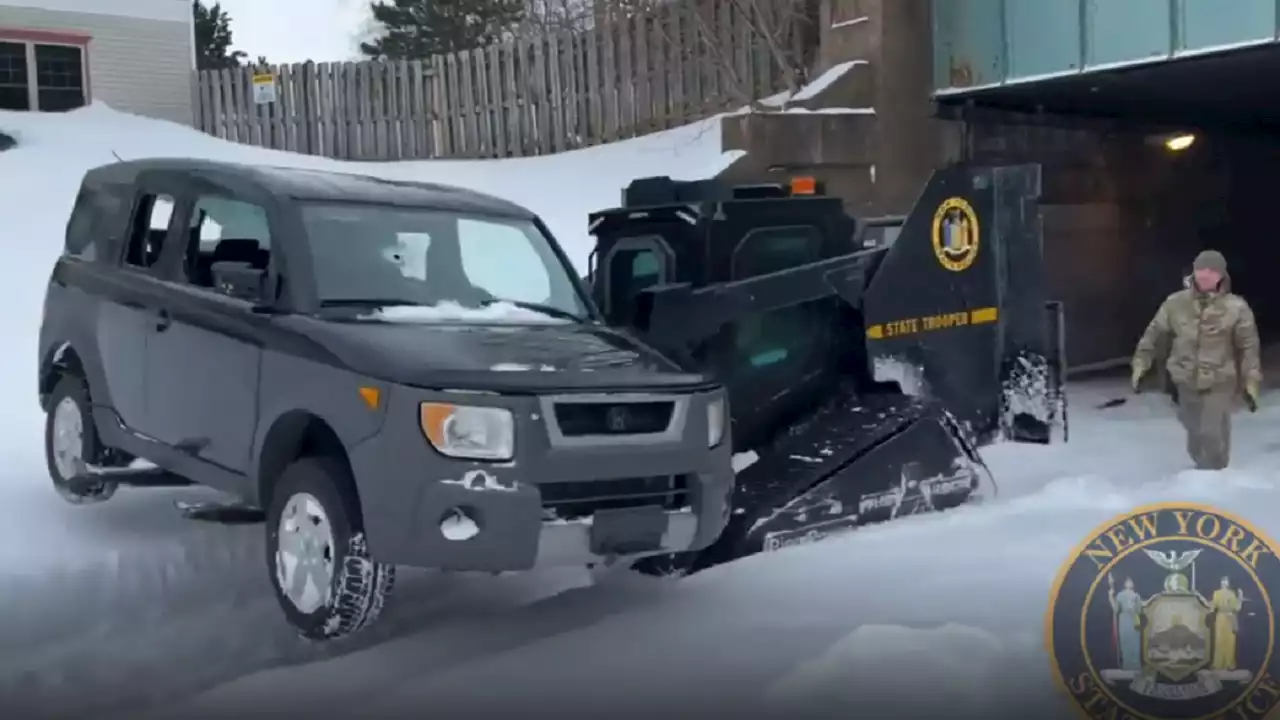 New York State Police deploy the 'Rook' to move vehicles stuck in Buffalo snow