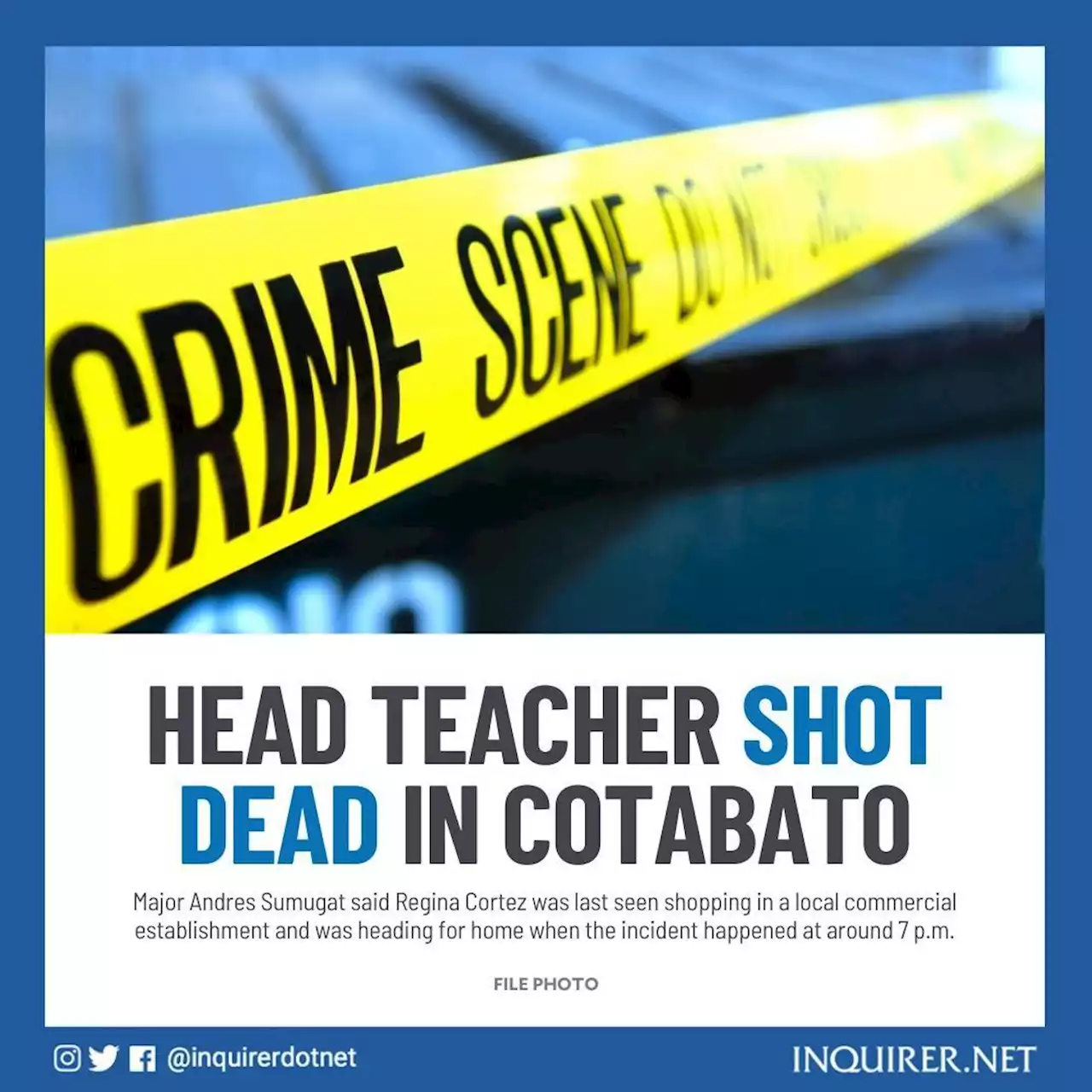 Head teacher shot dead in Cotabato