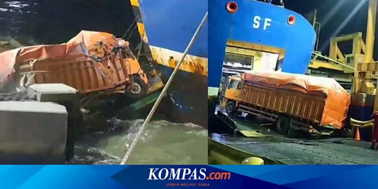 Detik-detik Truk Semen Jatuh ke Laut akibat Ombak di Pelabuhan Merak