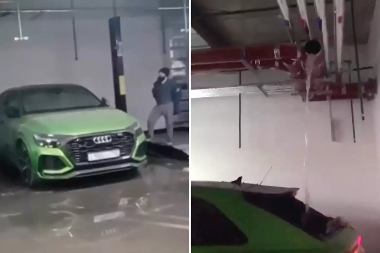 Burst sewage pipe destroys $134K Audi on camera: ‘The car is filling up with feces’