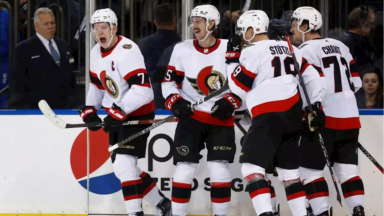 Tkachuk scores 2 late as Senators beat Rangers 3-2 in OT