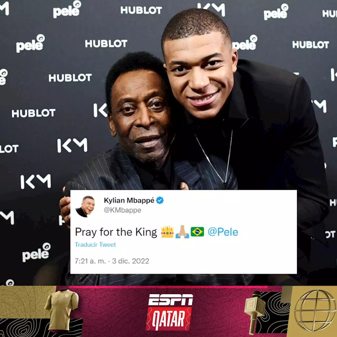 Kylian Mbappé pide orar por Pelé, quien se encuentra delicado de salud