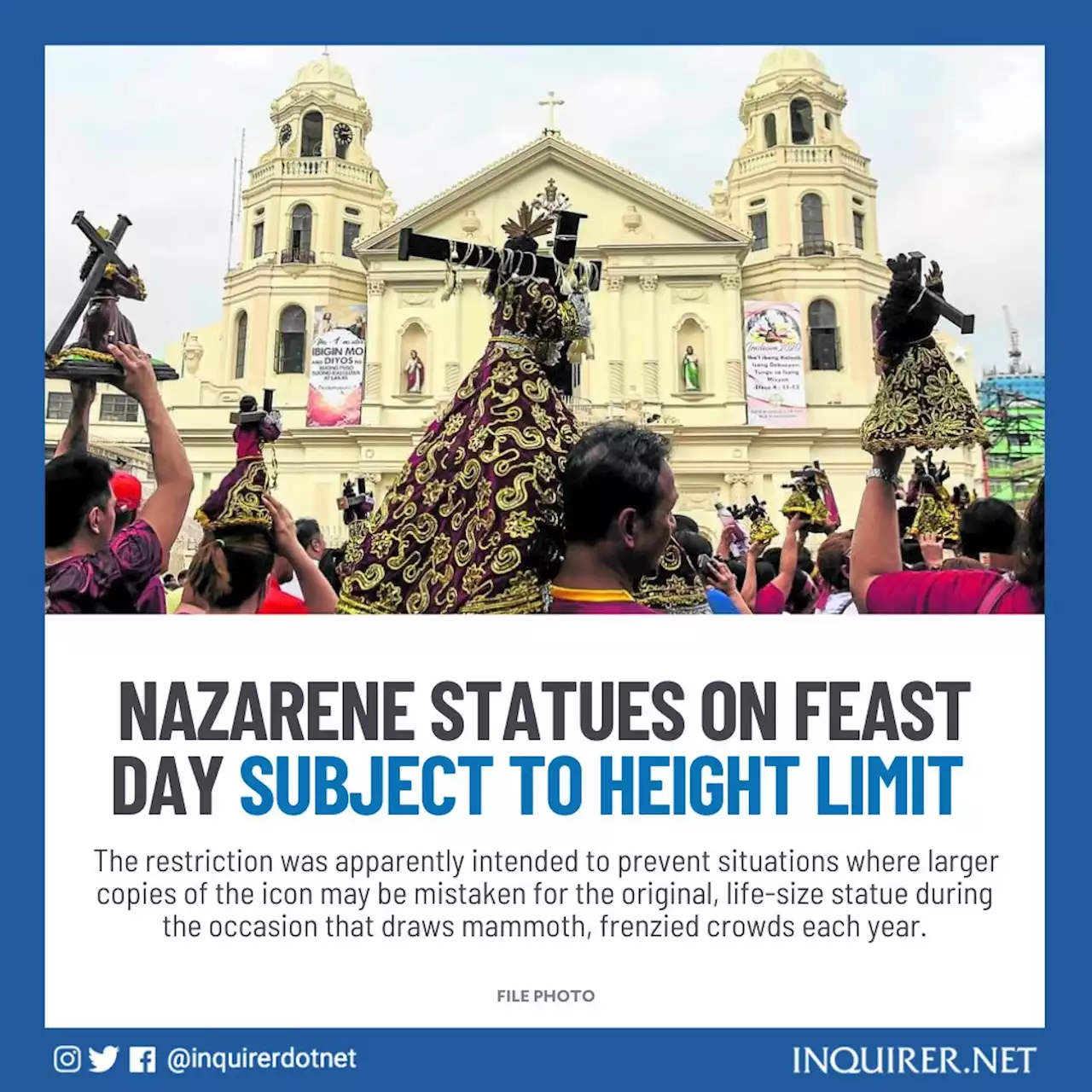 Nazarene statues on feast day subject to height limit