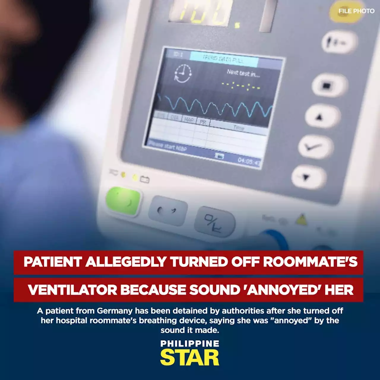 Patient allegedly turned off roommate's ventilator because sound 'annoyed' her