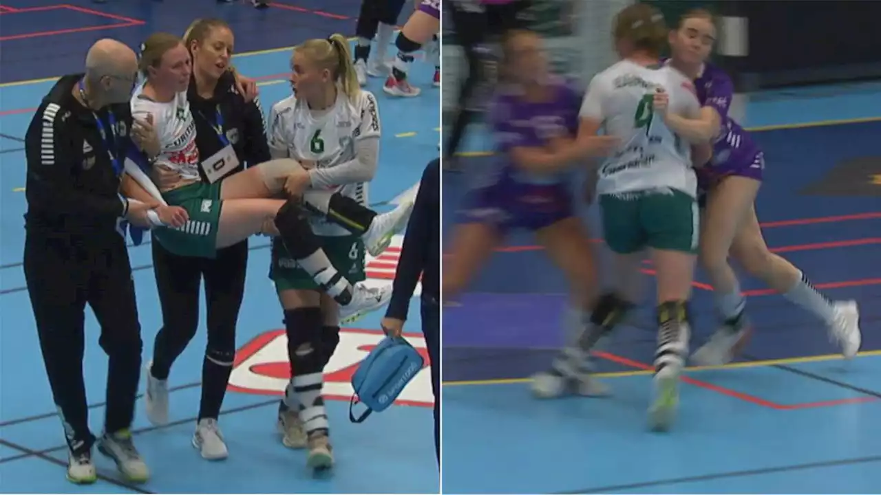 Handboll: Skurus Alexandra Bjärrenholt fick bäras ut efter knäskada