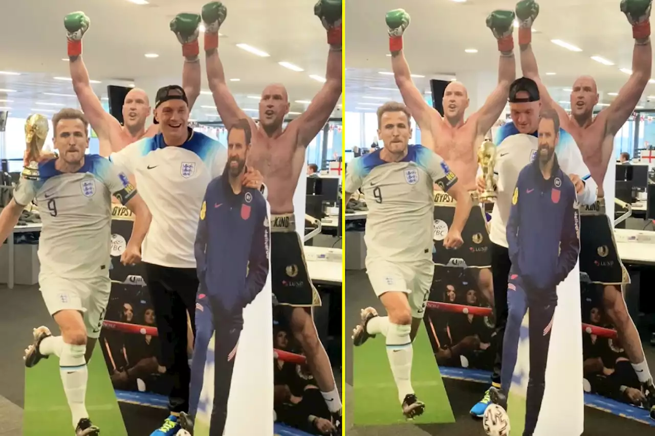 'It's coming home' - Tyson Fury sings with cardboard cut-outs of Harry Kane and Gareth Southgate