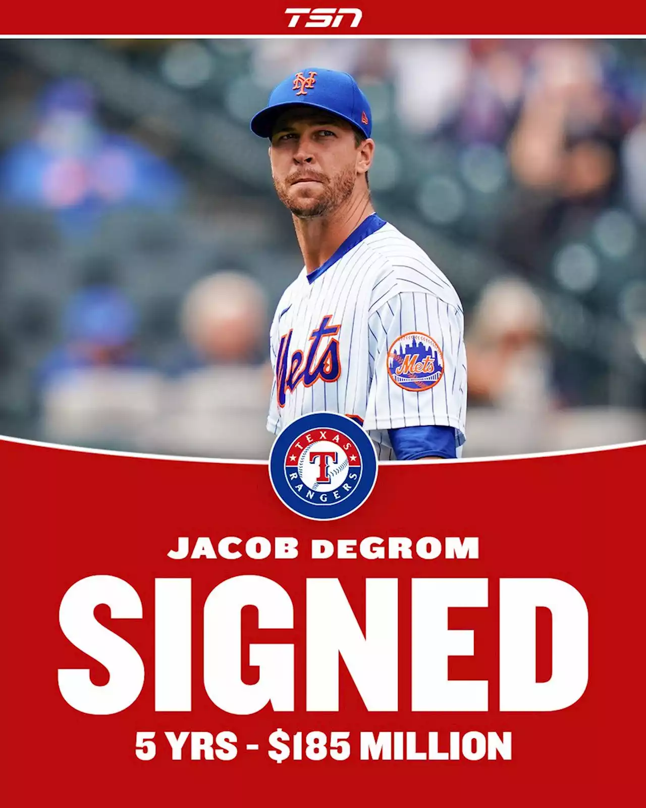 Rangers sign deGrom to five-year deal - TSN.ca