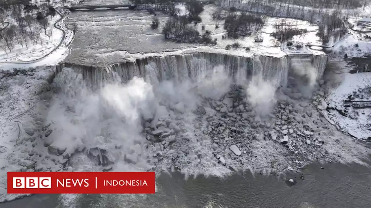 Air Terjun Niagara sarat es dan salju akibat badai musim dingin AS - BBC News Indonesia