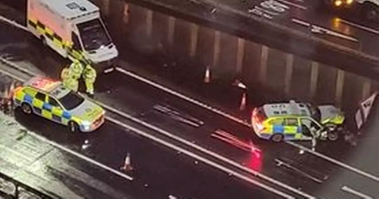 Police car involved in multi-vehicle crash on M8 motorway at Kingston Bridge