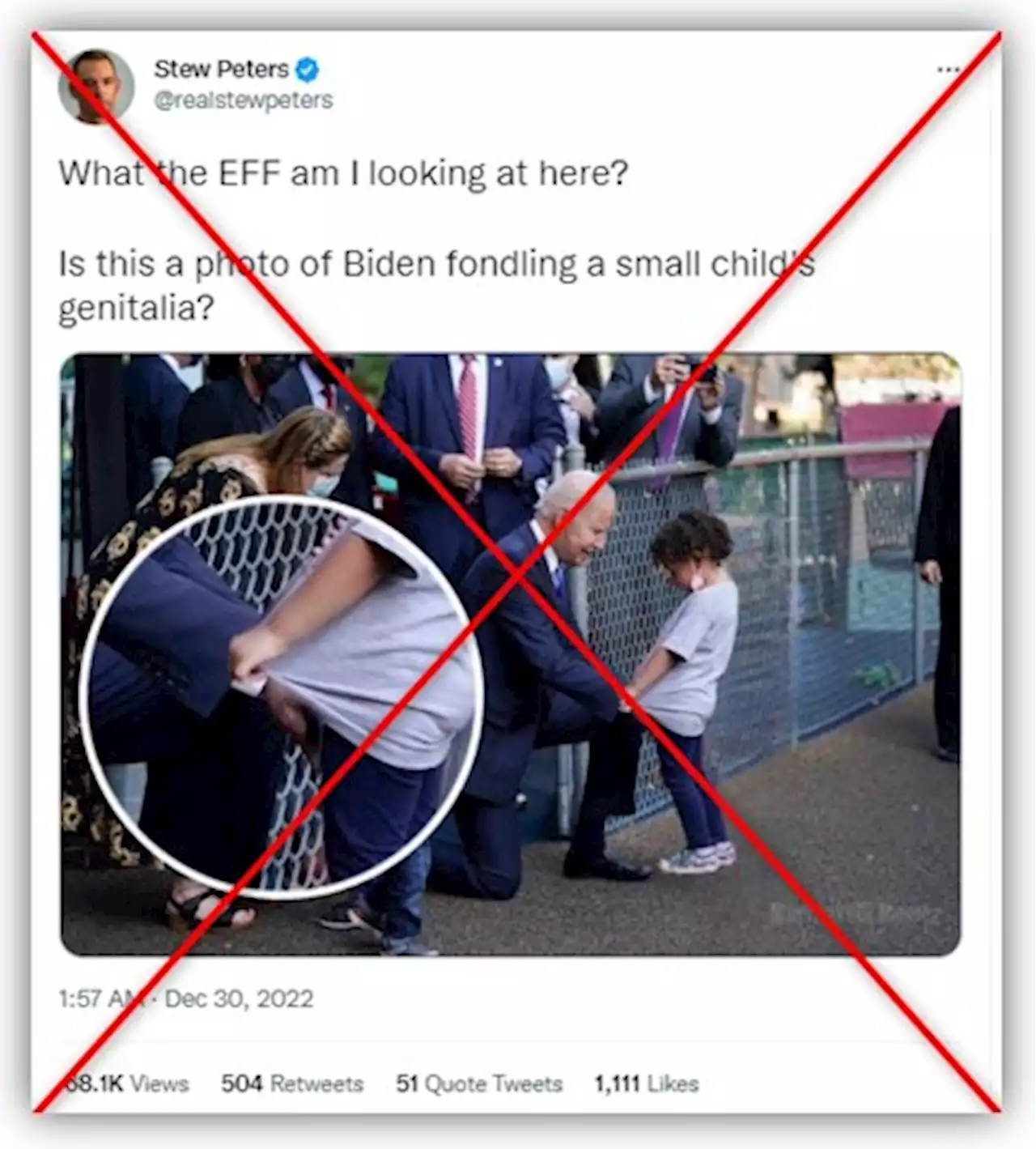 Photo of Joe Biden groping child is digitally altered