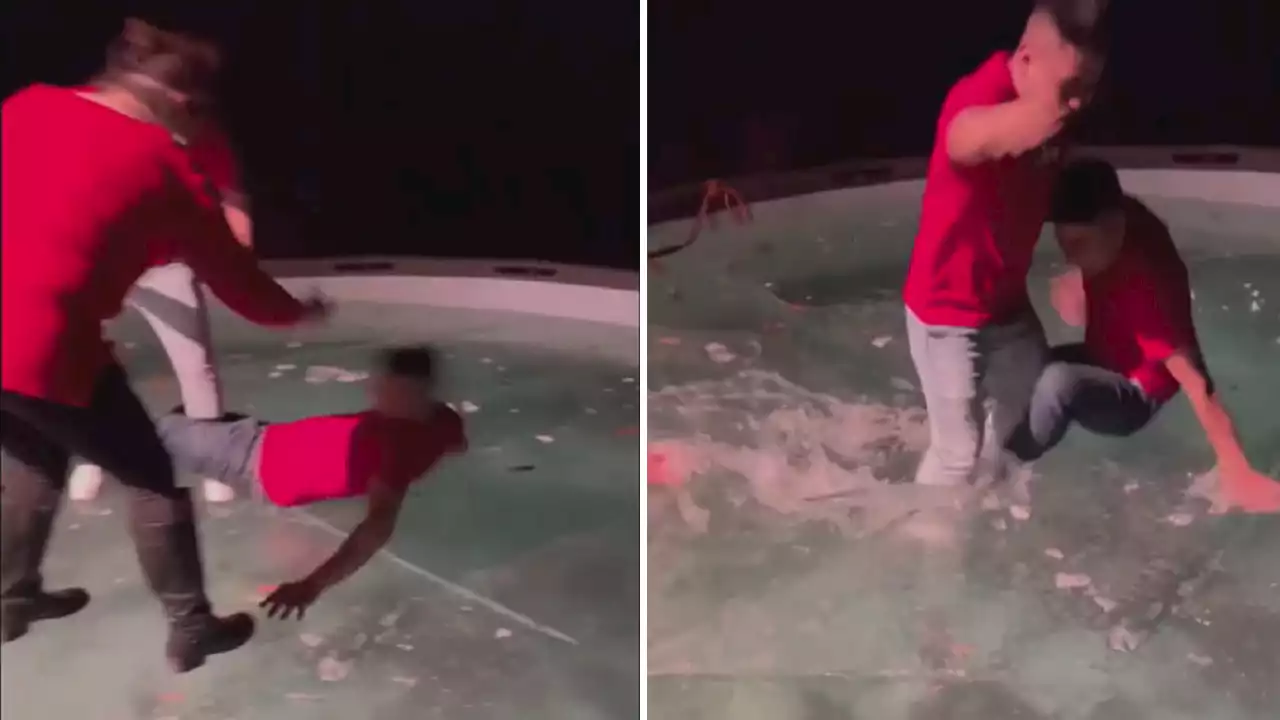 Virginia family dancing on frozen pool breaks through ice, in viral video