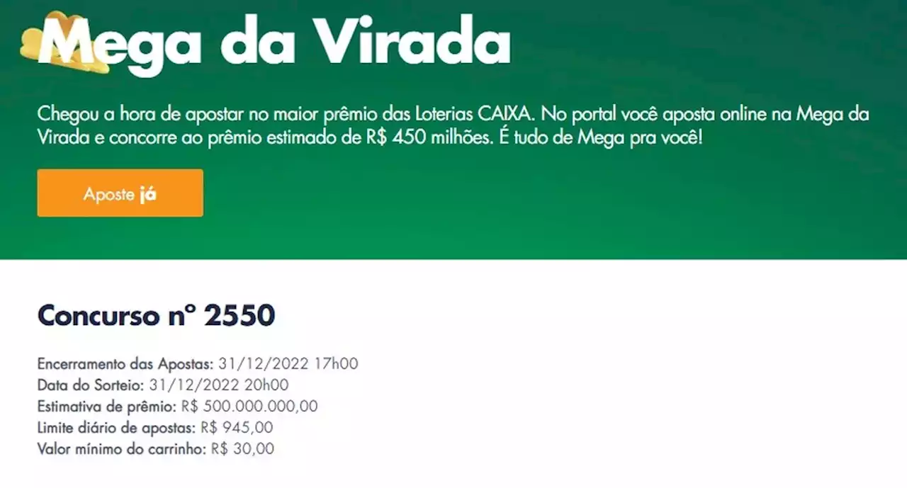 Entenda o passo a passo de como jogar online na Mega-Sena da Virada