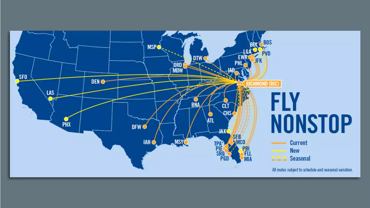 Richmond airport has tons of new nonstop flights