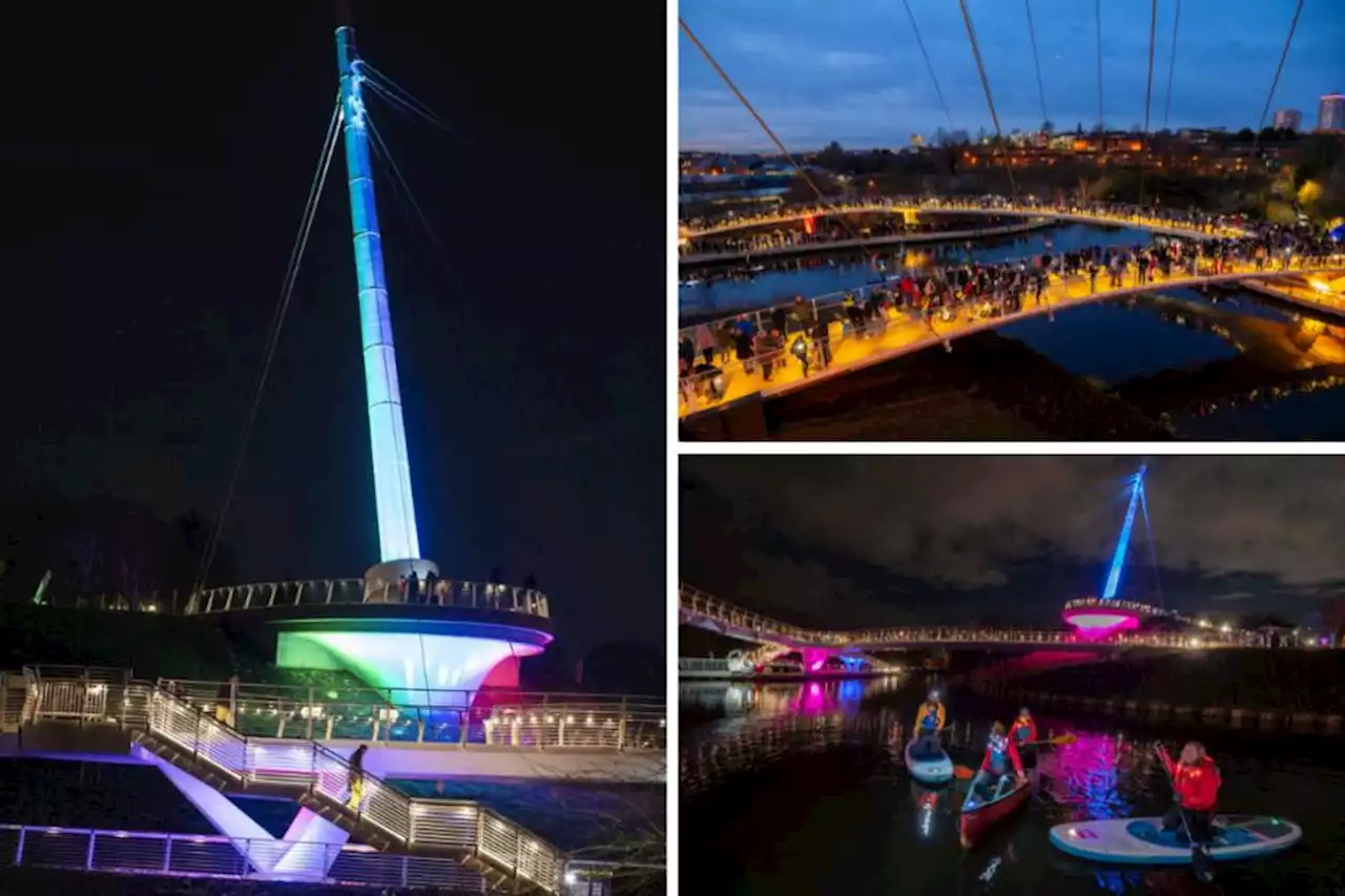 Incredible pictures as new £14m bridge illuminates for official opening in Glasgow