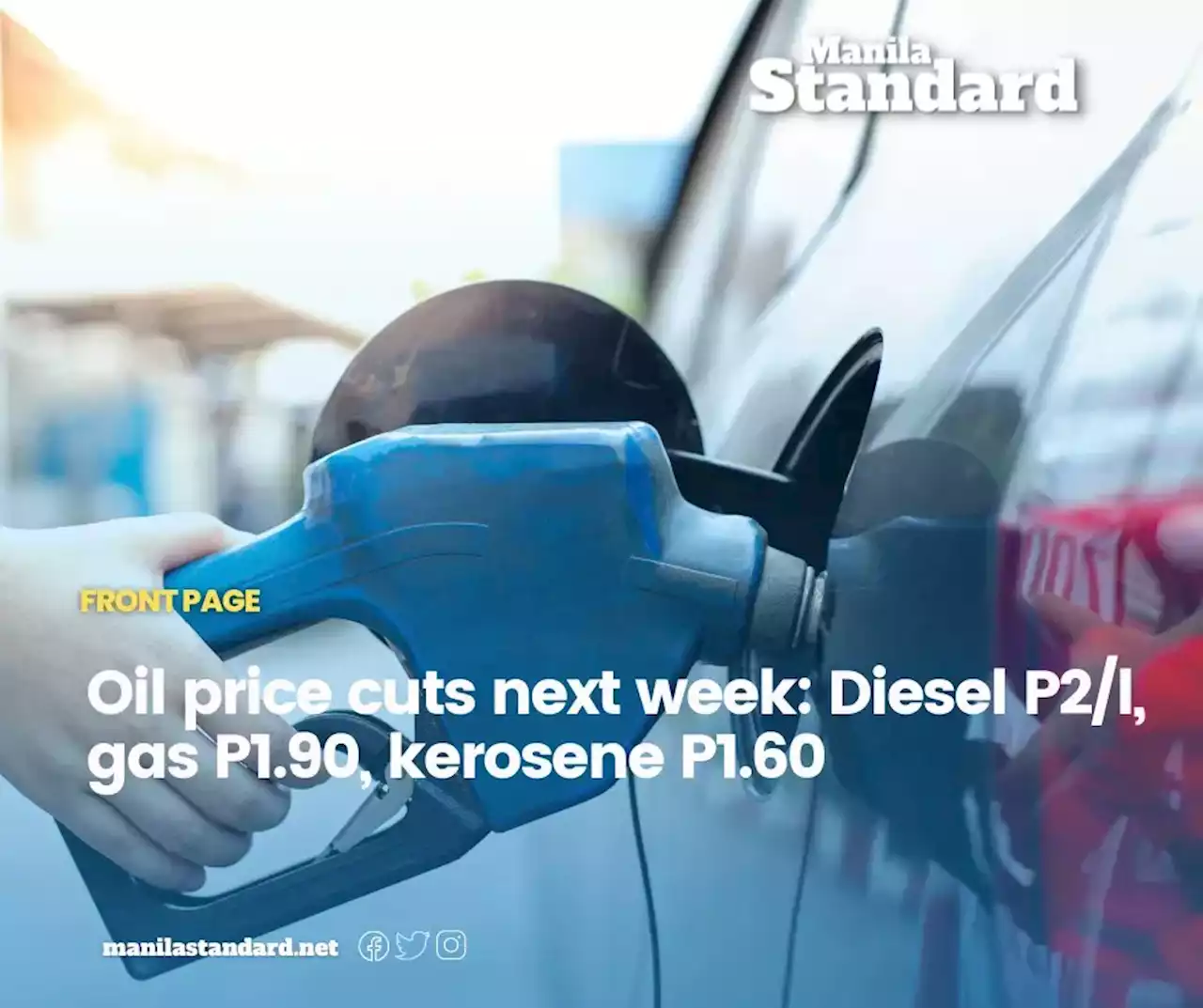 Oil price cuts next week: Diesel P2/l, gas P1.90, kerosene P1.60