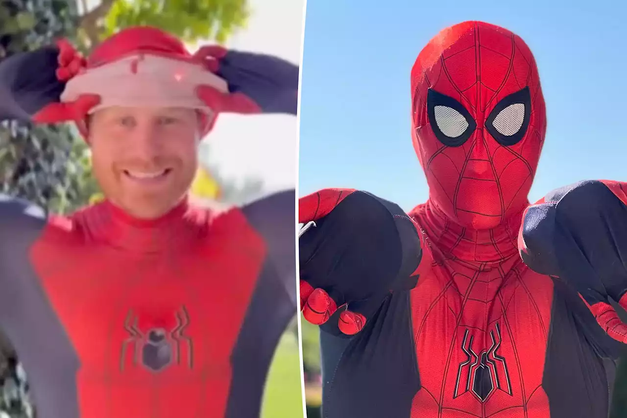 Prince Harry dresses as Spider-Man for military kids who lost parents