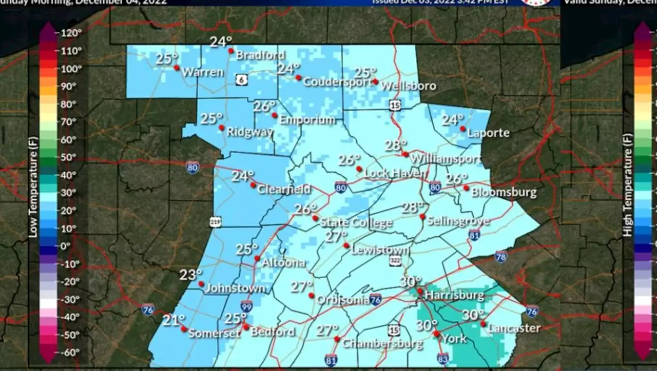 Snow expected in parts of Pa. as temps dip overnight and through Sunday, NWS says