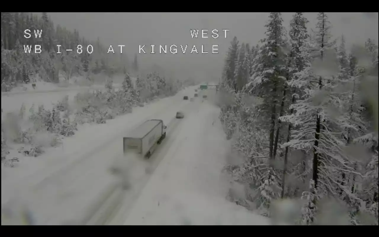 Traffic backups around Lake Tahoe area as snow continues to fall