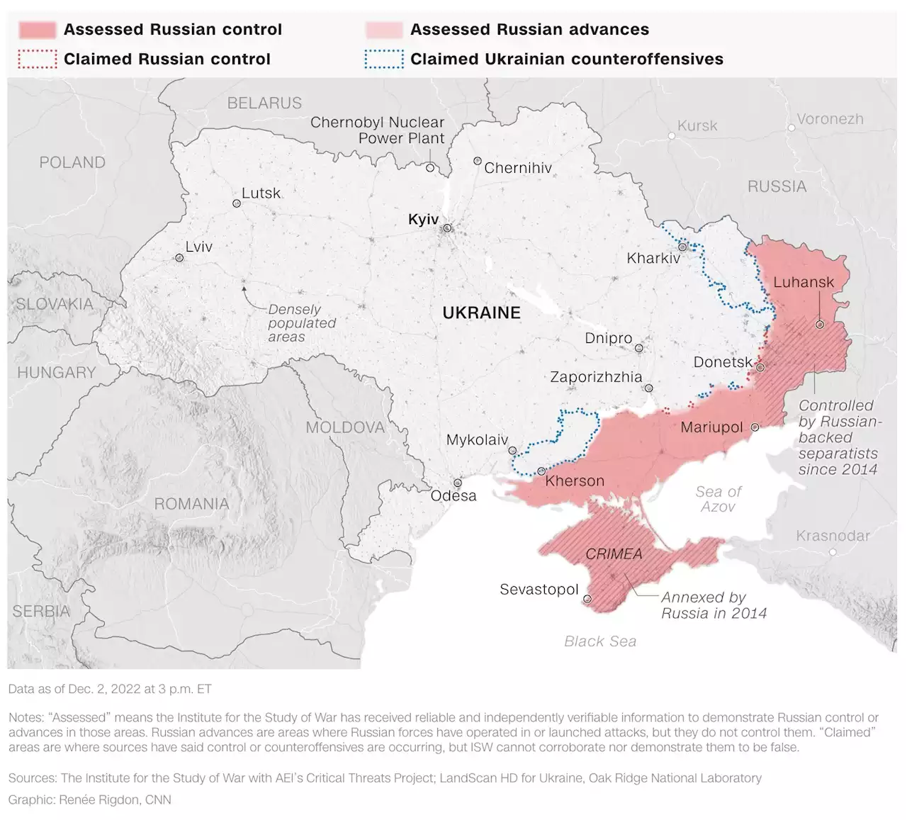 This map shows the latest state of control in Ukraine