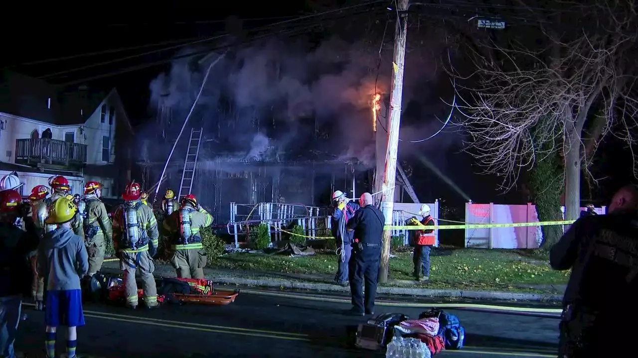 Officials: Woman taken to hospital after 2-alarm fire completely engulfs home in Delaware County