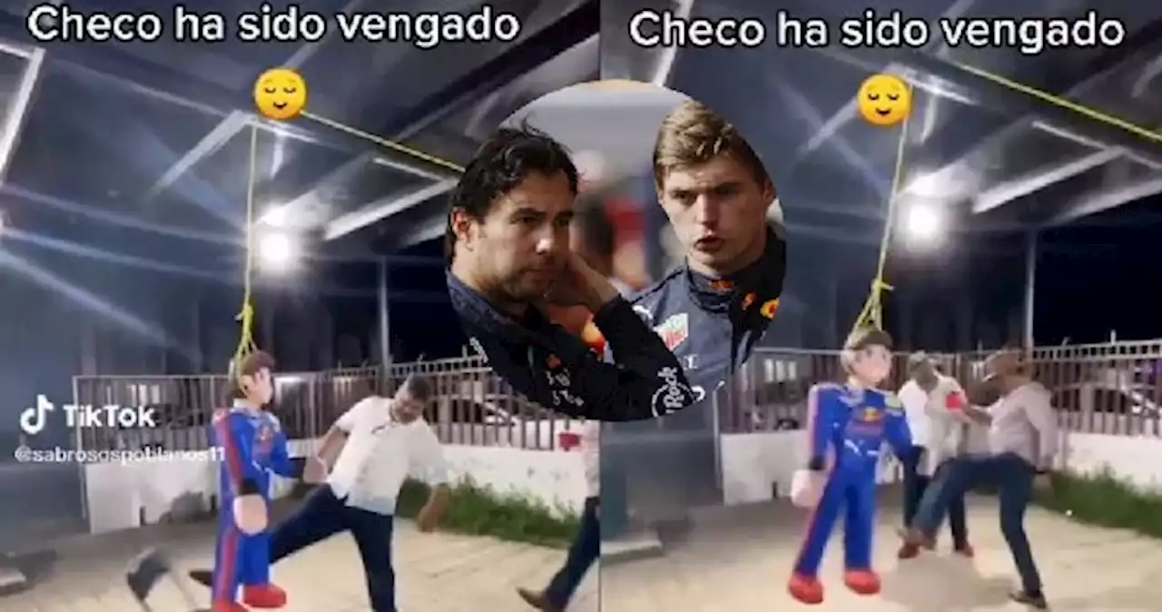 Se desquitan Checo Pérez: aficionados golpean piñata de Verstappen