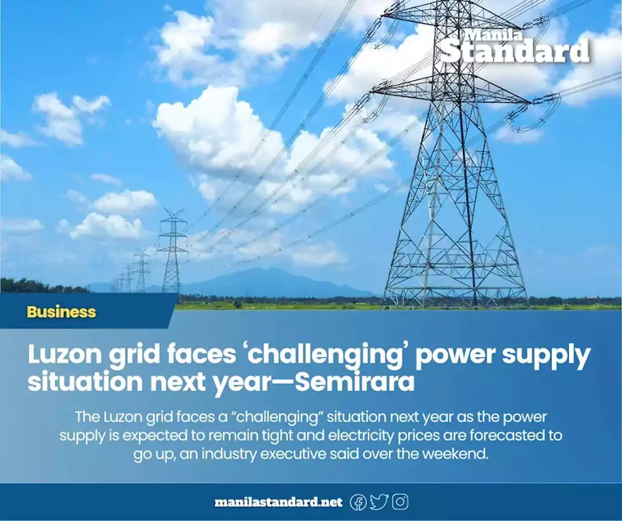 Luzon grid faces ‘challenging’ power supply situation next year—Semirara