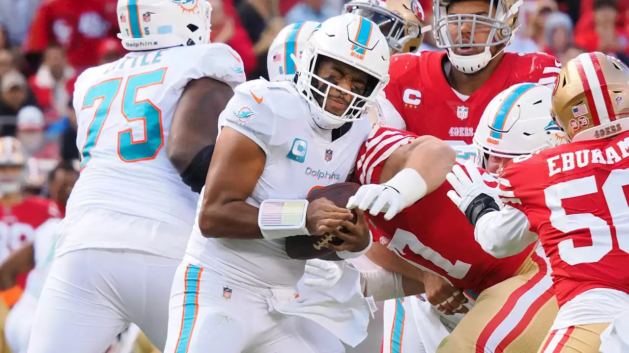 Tua Tagovailoa commits 3 turnovers as Dolphins lose to Brock Purdy's 49ers